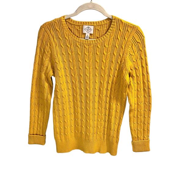 St. John’s Bay Cable Knit Pullover Sweater Long Sleeve Yellow Size M Warm Cozy - Picture 13 of 14